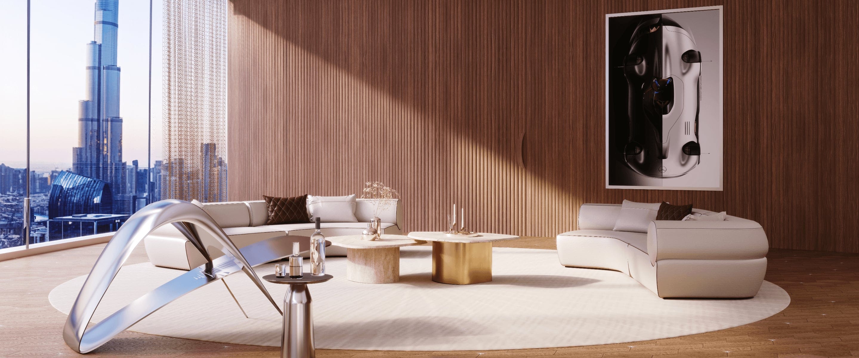 Mercedes-Benz Places luxury interior with Burj Khalifa views