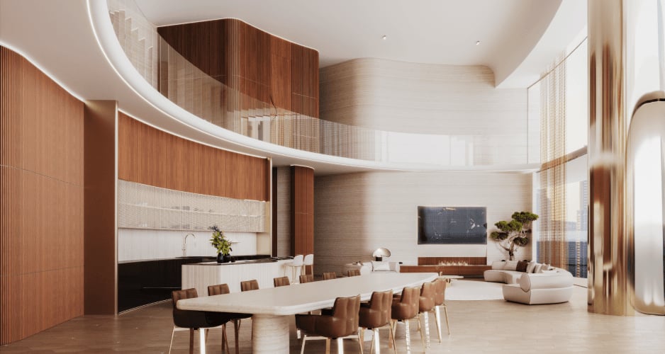Vision One-Eleven Penthouse open-plan living and dining